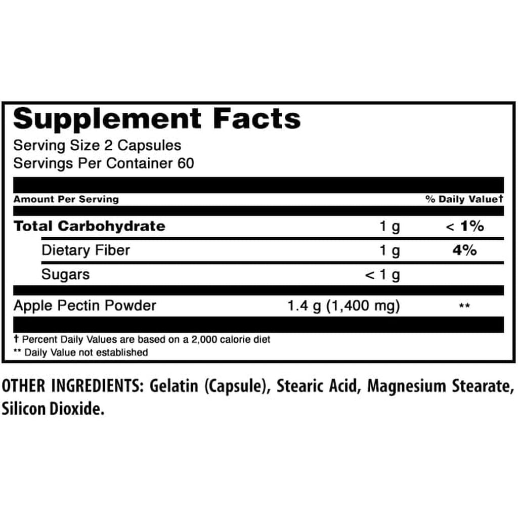 Amazing Formulas Apple Pectin 1400 Mg Supplement | Capsules | Non-Gmo | Gluten-Free | Made in USA (1 Pack | 120 Count)
