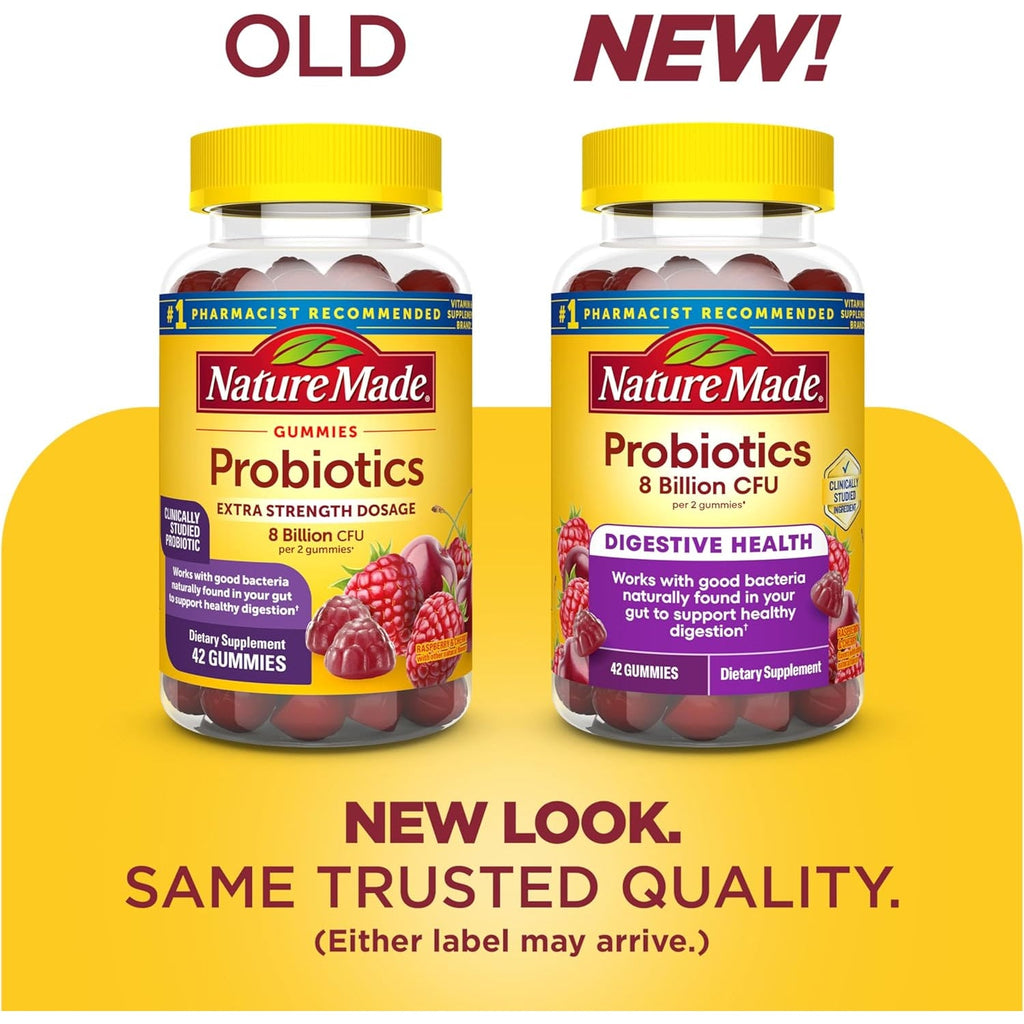 Nature Made Probiotics, Probiotics for Women and Men 8 Billion CFU per 2 Gummies, 42 Probiotic Gummies, 21 Day Supply