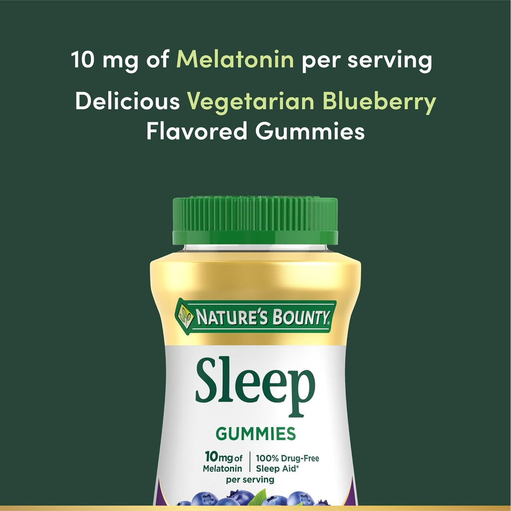 Nature’S Bounty 10 Mg Melatonin Gummy, 100% Drug Free Sleep Supplement, 10 Mg, Blueberry, 140 Ct