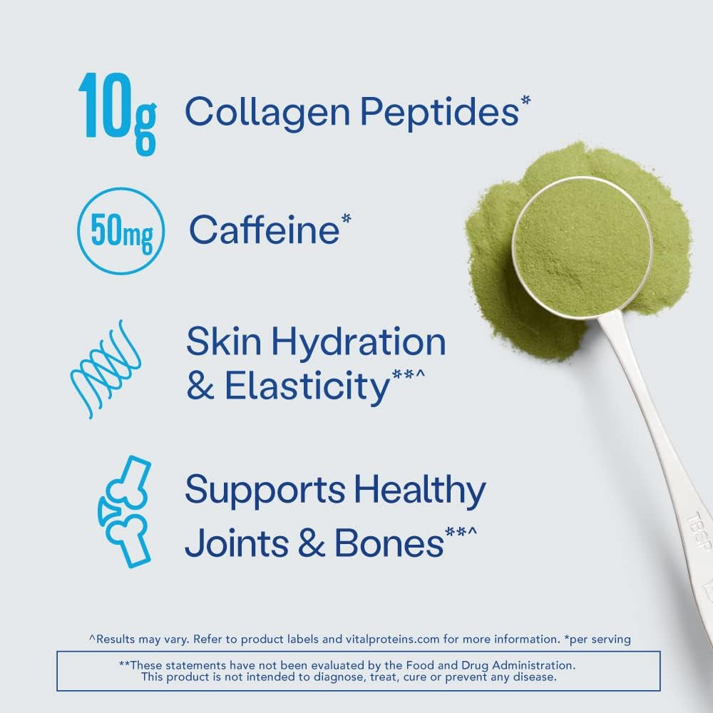 Vital Proteins Matcha Collagen Peptides Powder Supplement, Matcha Green Tea Powder, 10.5 Oz, Original Flavored