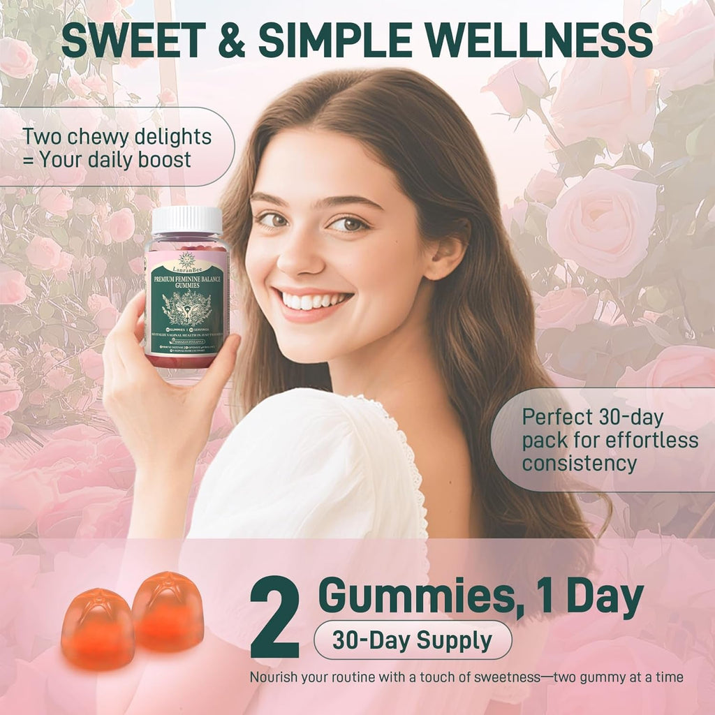 Premium Feminine Balance Gummies Vaginal Probiotic - for Women’S Ph Balanced Health & Wellness - Immune Support - Vegan, Gluten-Free & Halal - Hawaiian Pineapple - 60 Gummies - 30 Servings (1)
