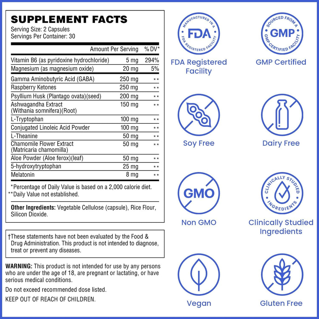 Wellthy Night Time Thermogenic - Vitamin B6, Ashwagandha & Melatonin - Nighttime Thermogenic for Women - Belly Thermogenic - Natural Weight Loss Supplements for Women, 60 Count Capsules