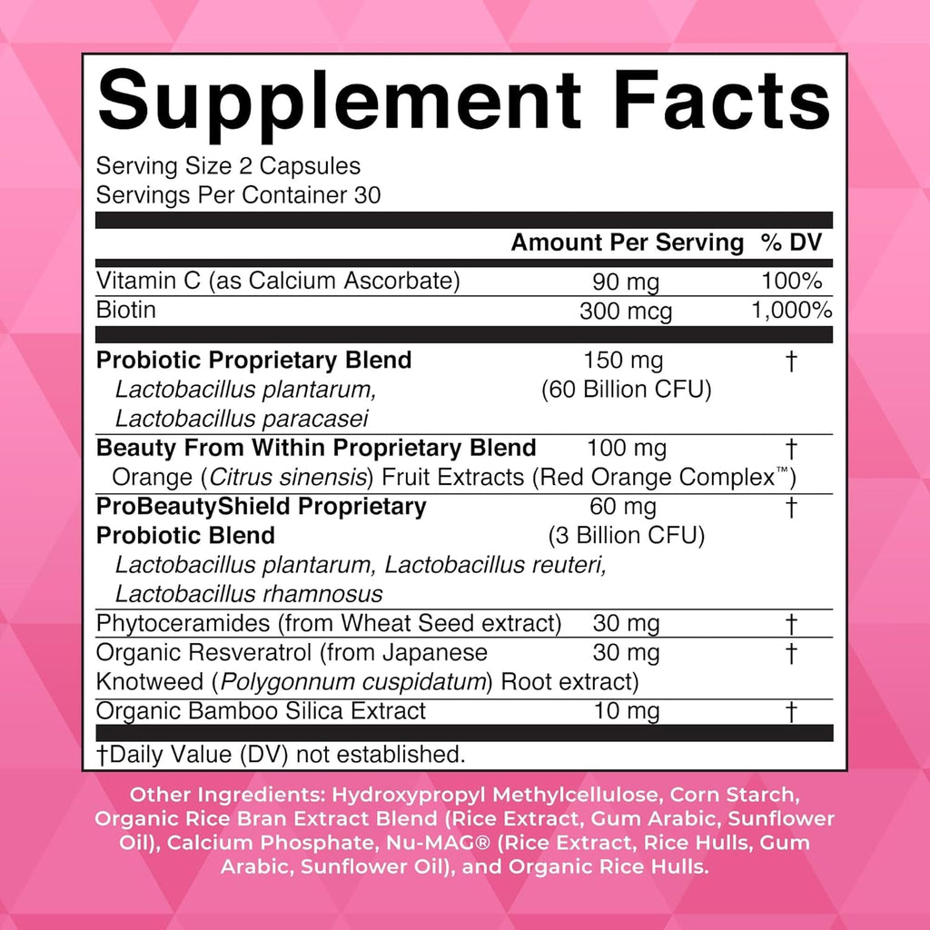 Maryruth Organics Probiotic Beauty Capsules | Vegan Collagen Support | anti Aging | Gut Health | Hair Skin and Nails Vitamins | Skin Care | Biotin | Non-Gmo Project Verified | 60 Count