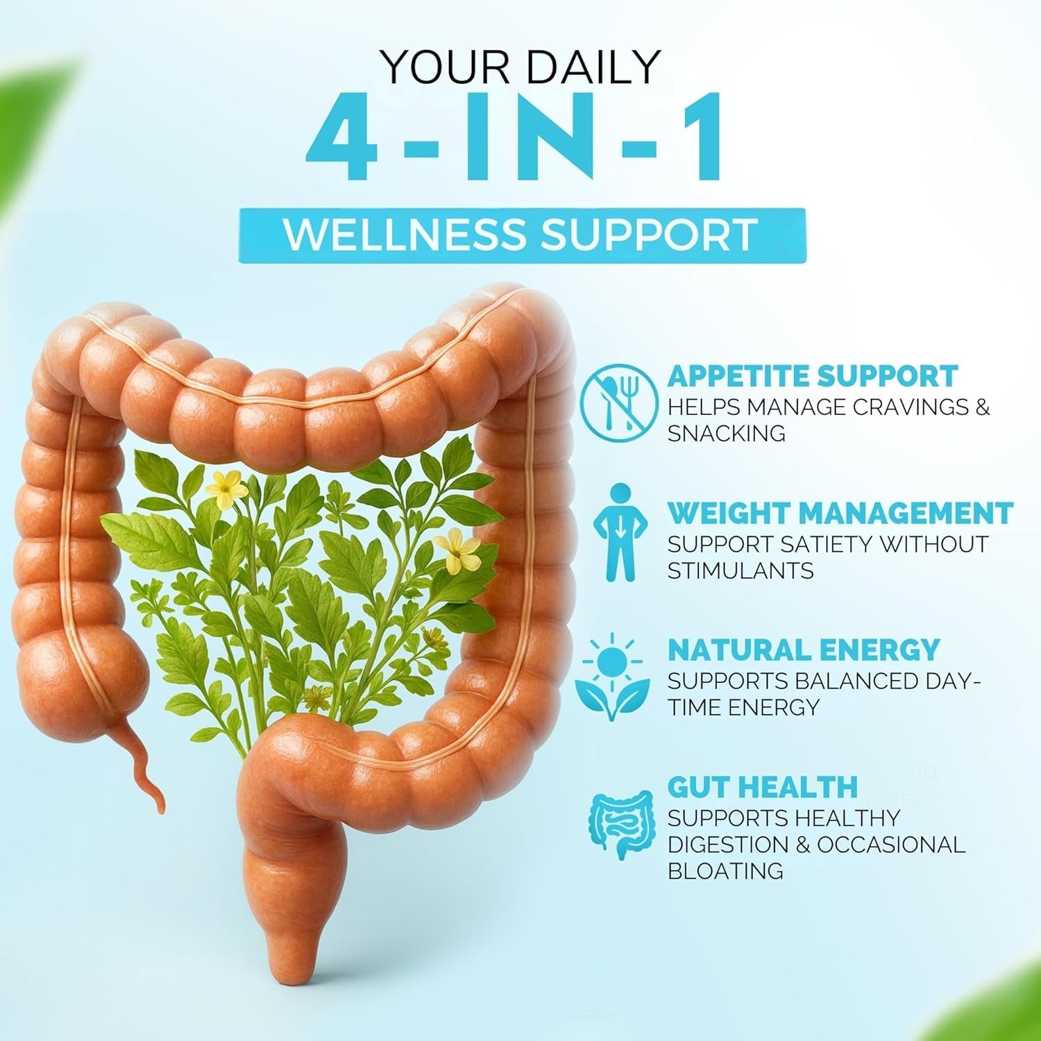 GLP-1 Probiotic Support Appetite Suppressant – Akkermansia Muciniphila & Bifidobacterium Infantis – Inulin Prebiotic Fiber – Gut Cleanse, Craving & Weight-Loss Support – 30 Caps