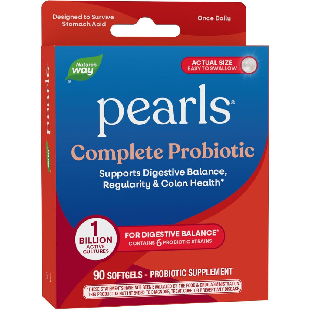 Nature'S Way Pearls Complete Probiotic, Supports Digestive Balance*, 1 Billion Live Cultures, Supplement for Men and Women, No Refrigeration Required, 90 Softgels (Packaging May Vary)