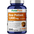 Nusapure Bee Pollen 1500Mg 200 Veggie Caps (100% Vegetarian, Non-Gmo, Vegan) Naturally Occurring Proteins, Aminoacids