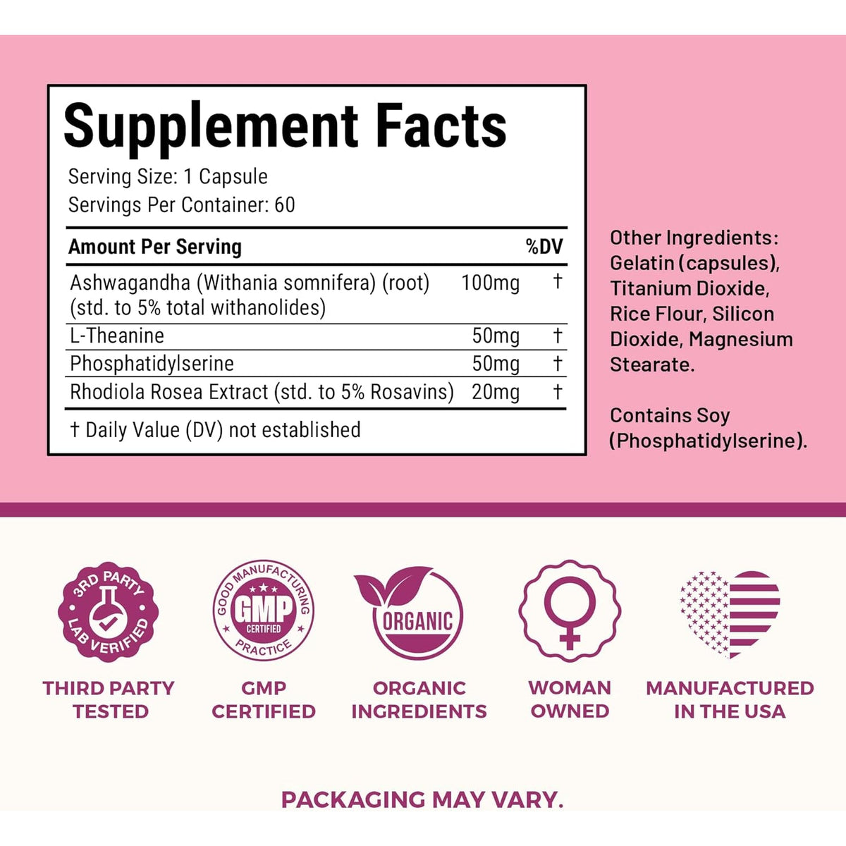 Cortisol Supplement for Women – Cortisol Vitamins for Endocrine & Energy Stabilizing Formula for Women – Rhodiola Rosea Extract, Ashwagandha, L-Theanine, & Phosphatidylserine – 60 Capsules
