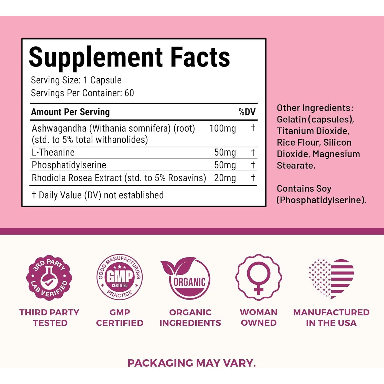 Cortisol Supplement for Women – Cortisol Vitamins for Endocrine & Energy Stabilizing Formula for Women – Rhodiola Rosea Extract, Ashwagandha, L-Theanine, & Phosphatidylserine – 60 Capsules