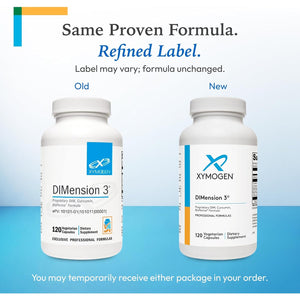 XYMOGEN Dimension 3 - DIM Supplement for Hormonal Balance & Estrogen Metabolism Support* - with Curcumin & Bioperine - Gluten-Free - 120 Capsules