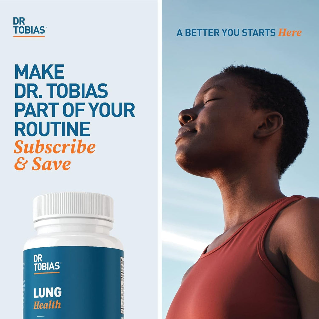 Dr. Tobias Lung Health - Lung Support Supplement with Vitamin C, Butterbur, Quercetin & Bromelain | Lung Cleanse & Detox Formula for Bronchial & Respiratory System Non-Gmo (60 Capsules, 60 Servings)