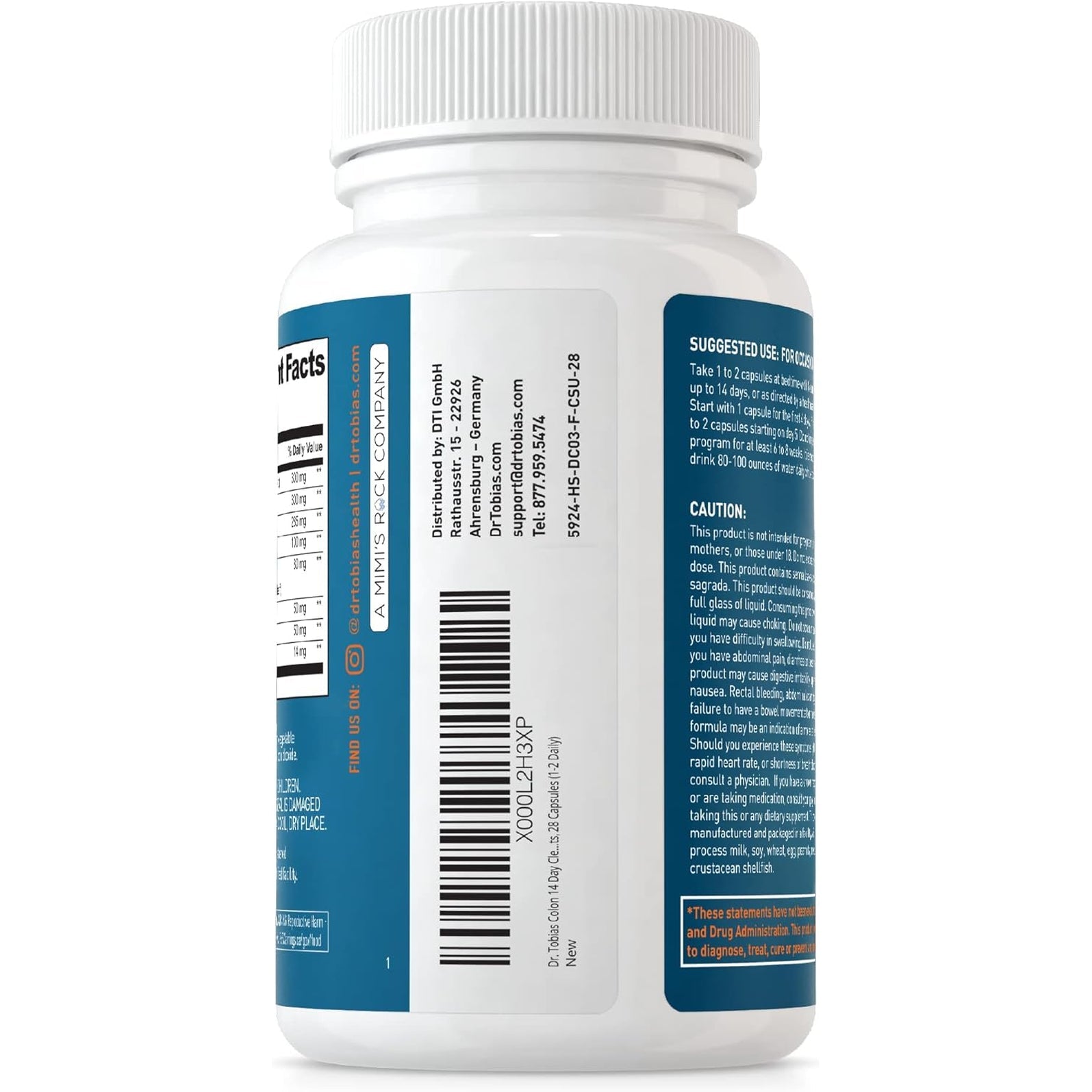 Dr. Tobias Colon Cleanse - Constipation Relief & Gut Health Support for Women & Men | 14 Day Colon Cleanser for a Gentle Colon Detox & Gut Flush - 28 Capsules (1-2 Daily)
