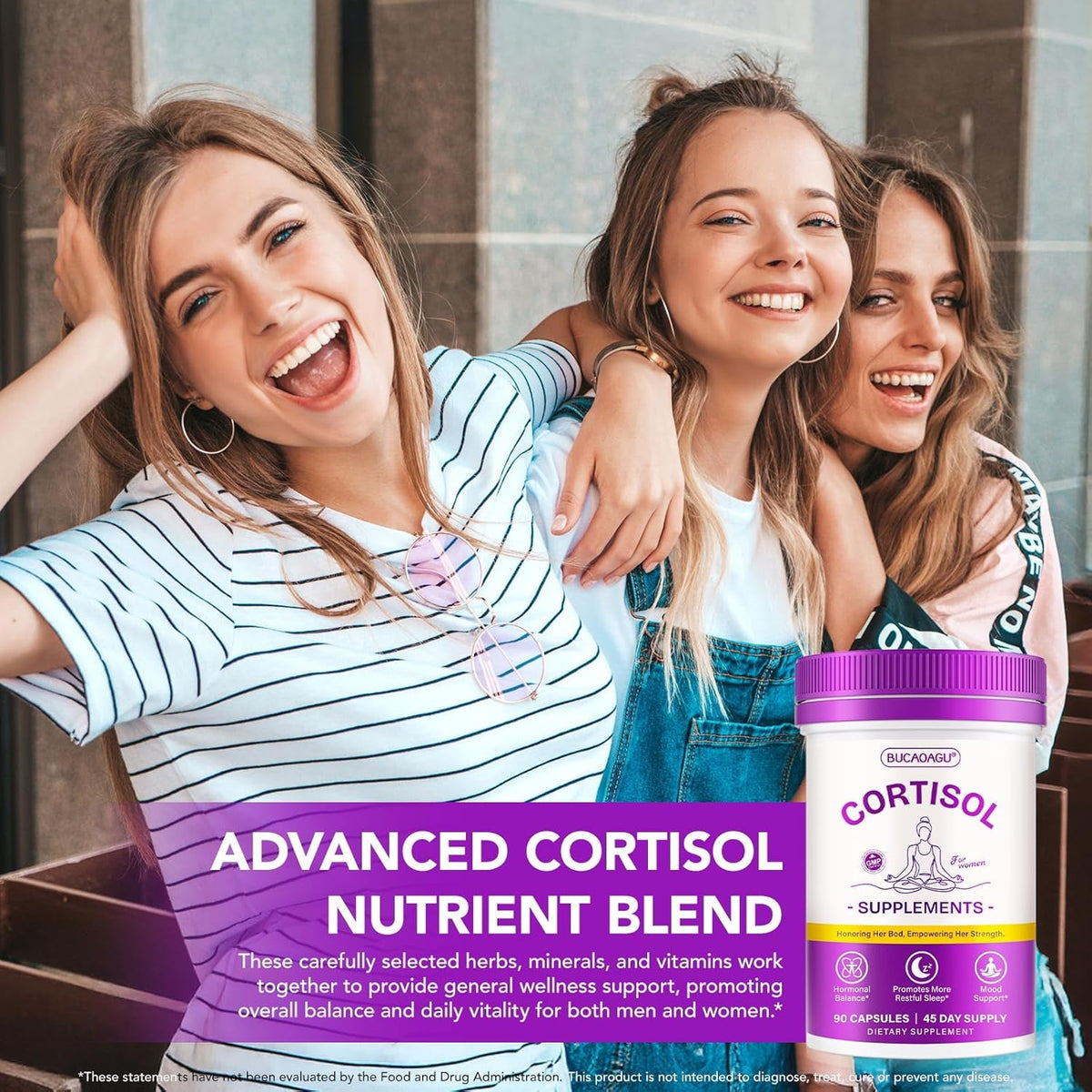 Cortisol Supplements for Women - Cortisol Reducer & Stress Support - Magnolia Bark, Rhodiola Rosea, Holy Basil, Magnesium, Phosphatidylserine - Hormone Balance & Mood, Focus, Sleep Support
