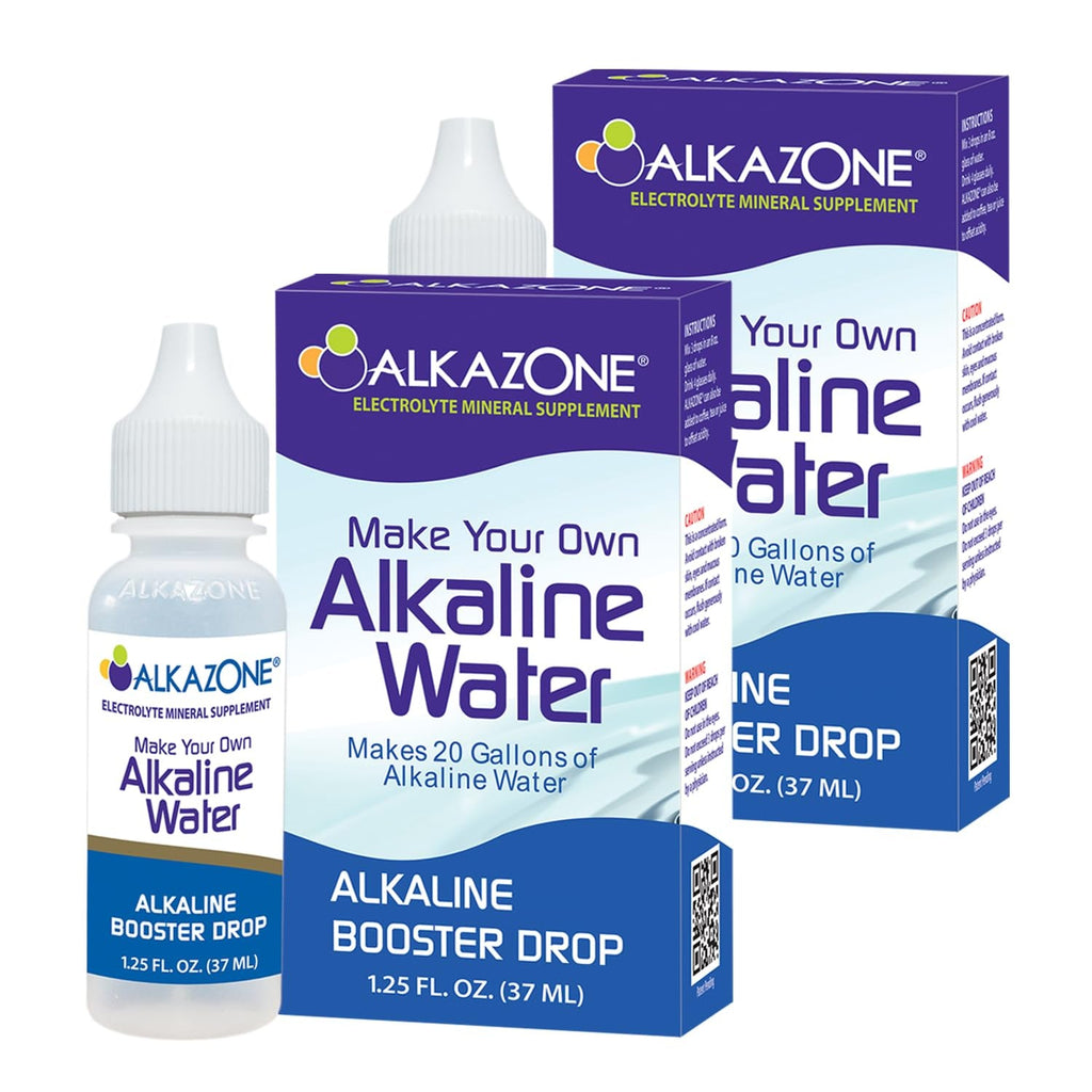 ALKAZONE Make Your Own Alkaline Water - Alkaline Booster Drop 1.25 Oz (2 Packs)