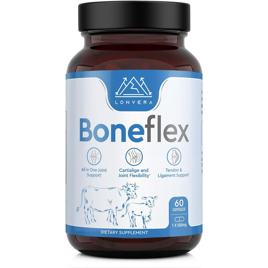 Lonvera Boneflex Glucosamine Chondroitin MSM Turmeric Joint Support Supplement with Grass Fed Bone Marrow and Collagen - Joint Supplements for Men and Women, 60 Capsules