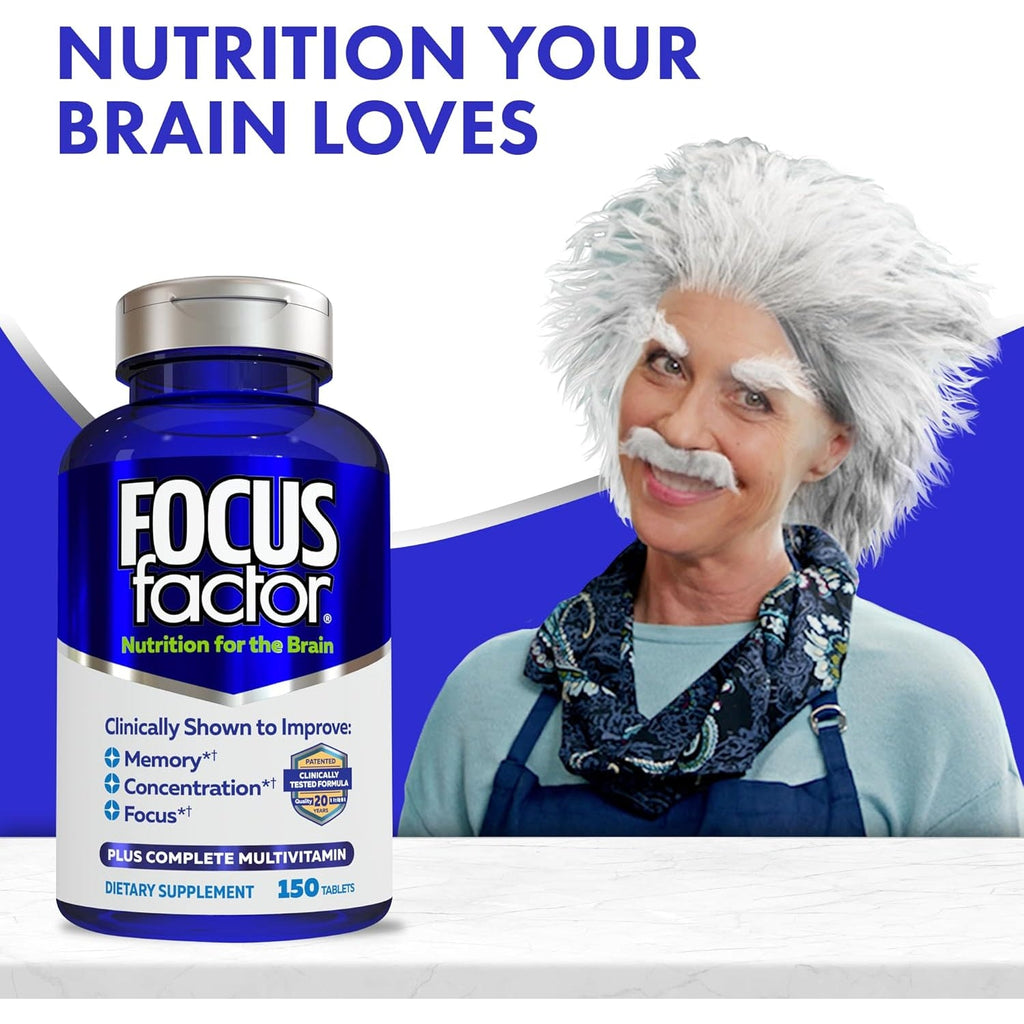 Focus Factor Nutrition for the Brain Improved Memory & Concentration Brain Supplement, 150 Count, 1 Pack (10407)
