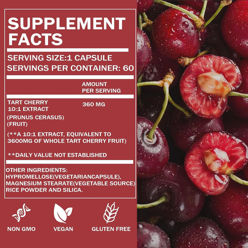 Good Grove Tart Cherry Extract Capsules, Good Grove Tart Cherry Extract, Tart Cherry Capsules, 10:1 Extract, 60 Count