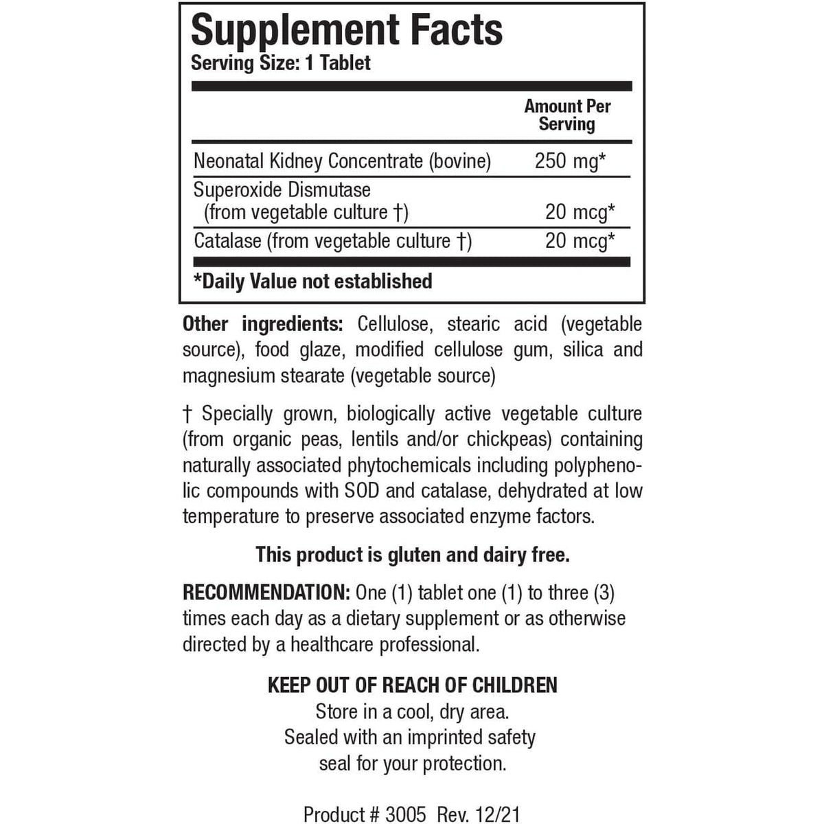Biotics Research Cytozyme KD Neonatal Kidney, Supports Renal Health, Heart Health, SOD, Catalase, Potent Antioxidant Activity, 60 Tablets