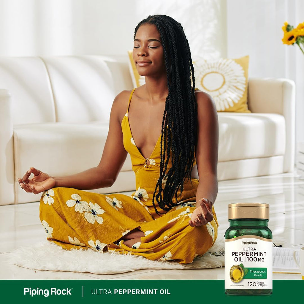 Piping Rock Peppermint Oil Softgel Capsules | 100Mg | 120 Pills | Therapeutic Grade Extract | Non-Gmo, Gluten Free Supplement