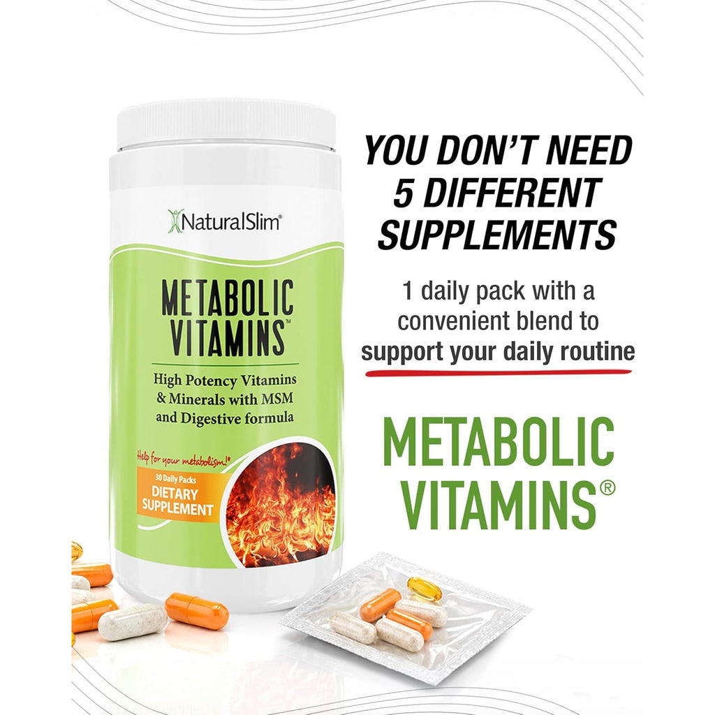 Naturalslim Metabolic Vitamins, Multivitamin for Women & Men, Supports Energy, Metabolism & Nutrient Absorption with Digestive Enzymes, Womens Multivitamin with B-Complex & Niacin 1 Pack