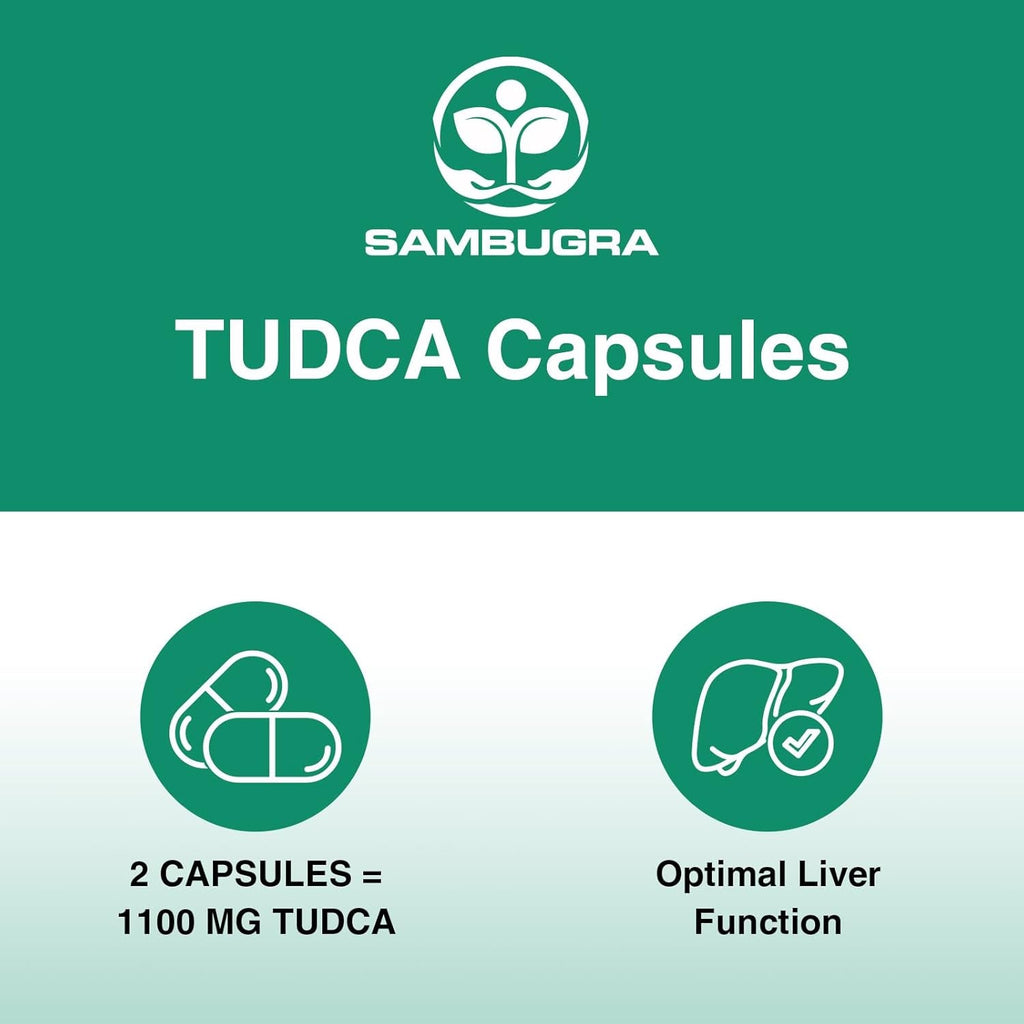 Sambugra TUDCA Liver Supplements 1100Mg, 3Rd Party Tested Ultra Strength Bile Salt TUDCA Supplement, Liver Support for Detox Cleanse and Repair, 60 Capsules