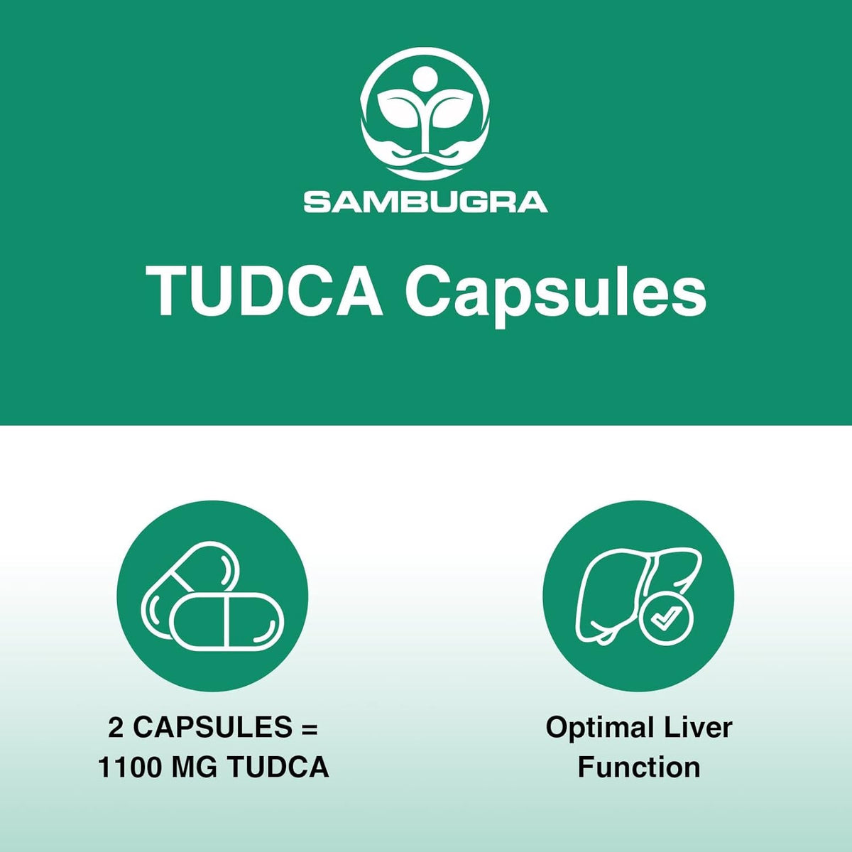 Sambugra TUDCA Liver Supplements 1100Mg, 3Rd Party Tested Ultra Strength Bile Salt TUDCA Supplement, Liver Support for Detox Cleanse and Repair, 60 Capsules
