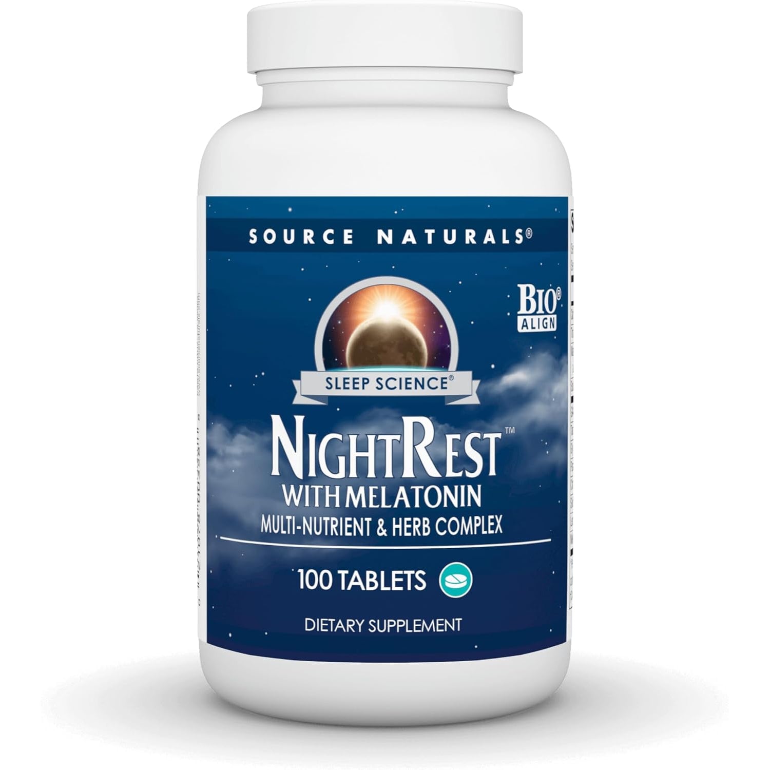 Source Naturals Sleep Science Nightrest with Melatonin - Bioaligned Multinutrient & Herb Complex, for Rest & Relaxation Support* - 100 Tablets