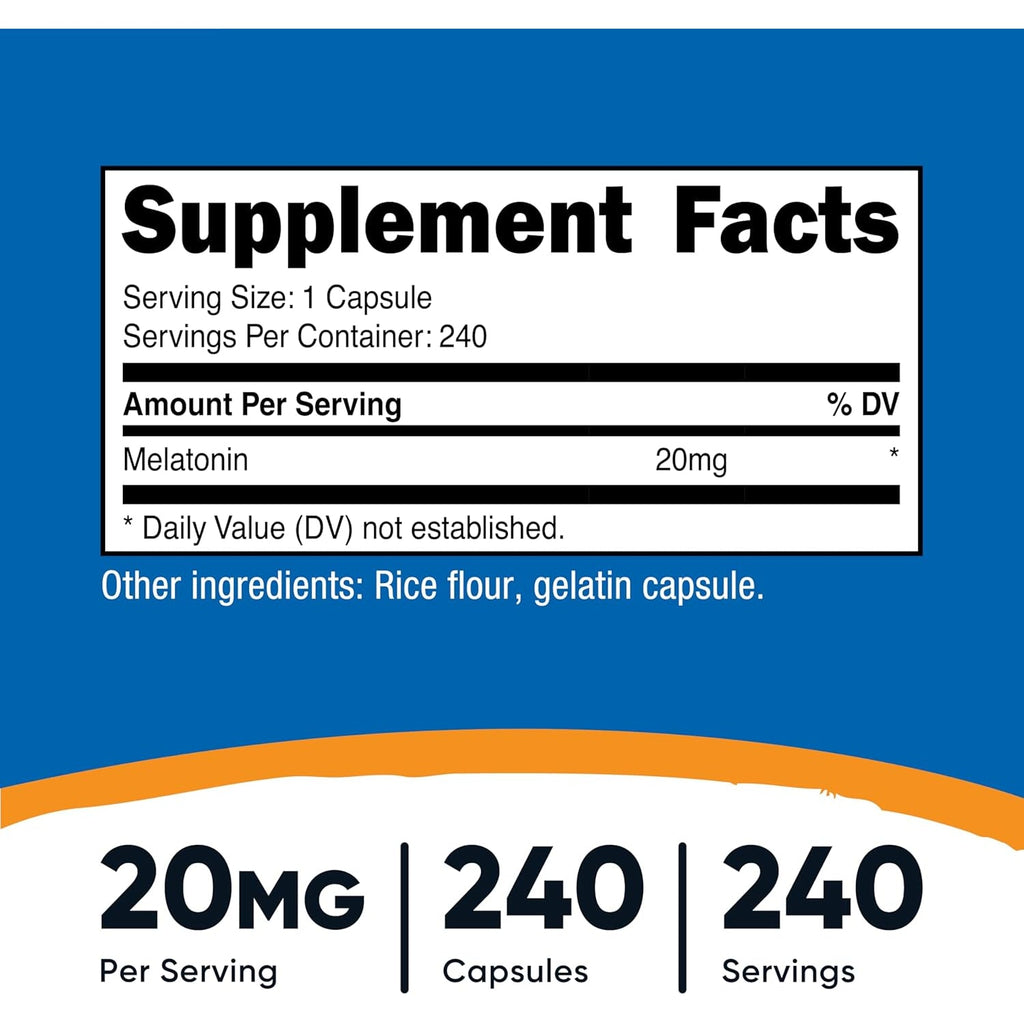 Nutricost Melatonin 20Mg, 240 Capsules, Non-Gmo & Gluten Free