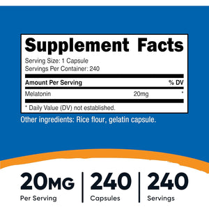 Nutricost Melatonin 20Mg, 240 Capsules, Non-Gmo & Gluten Free