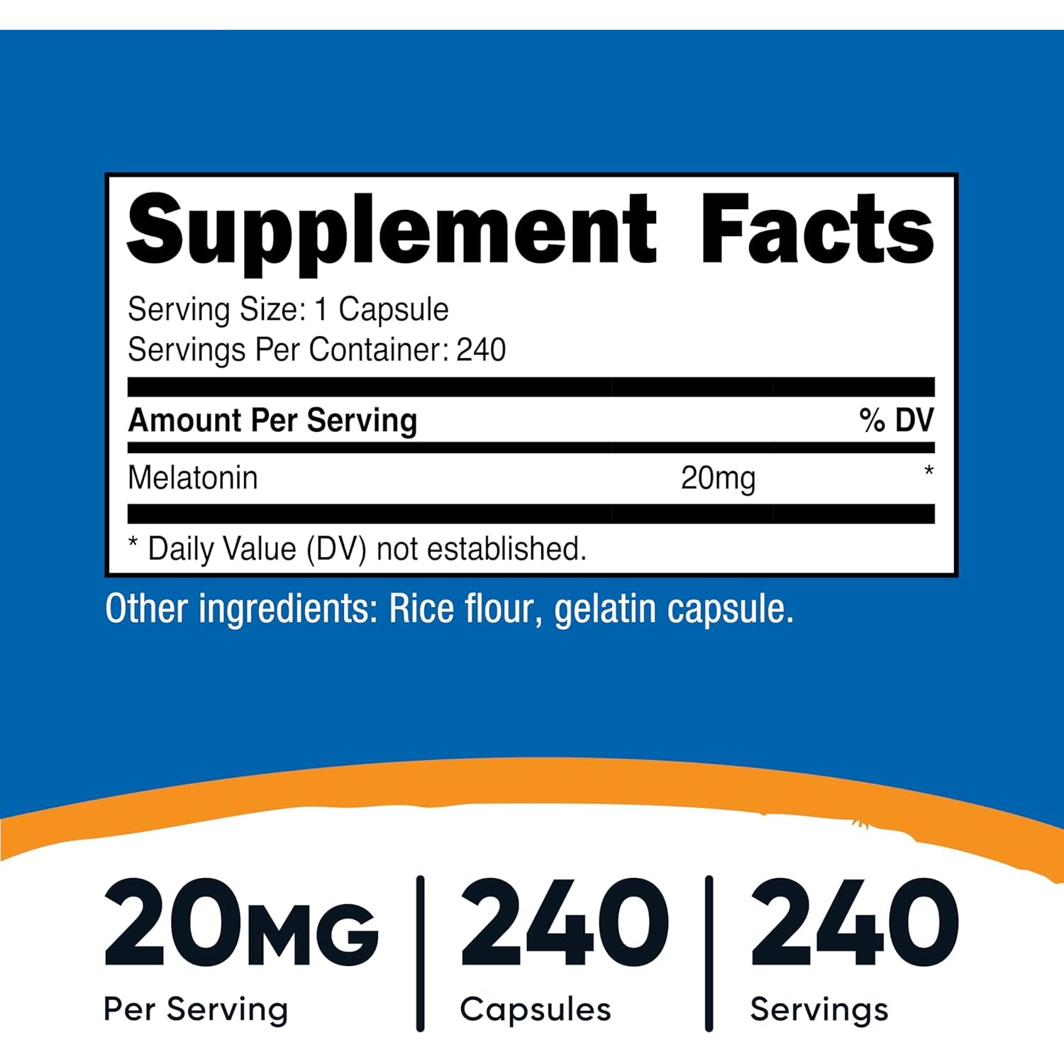 Nutricost Melatonin 20Mg, 240 Capsules, Non-Gmo & Gluten Free