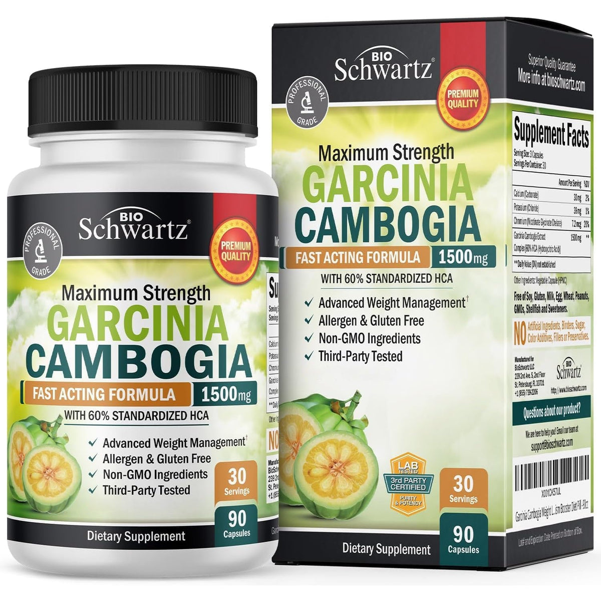 Garcinia Cambogia Weight Loss Pills - 1500Mg HCA Pure Extract - Fast Acting Appetite Suppressant - Fat Burner for Women and Men to Help Lose Weight - Carb Blocker Metabolism Diet Pill - 90 Capsules