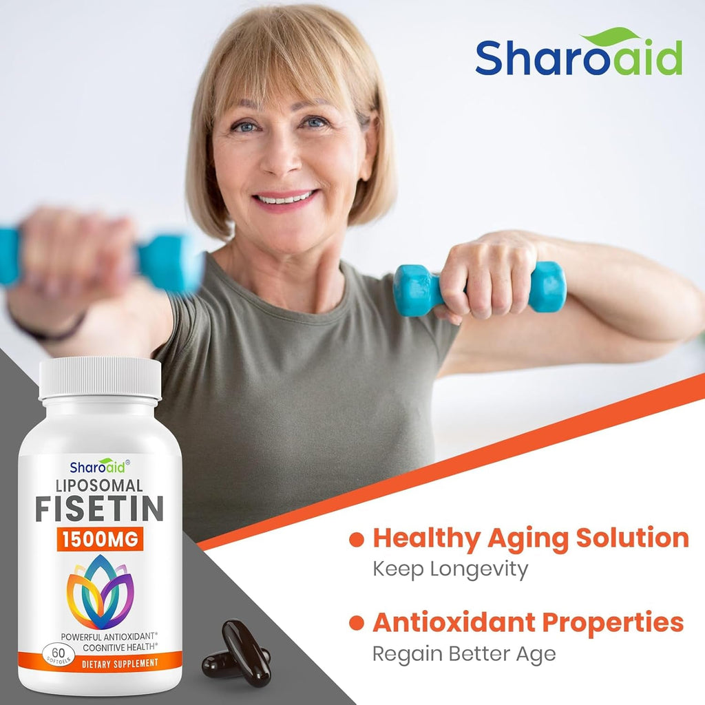 1500Mg Fisetin Supplements - Powerful Absorption with Liposomal Delivery,98% Pure Fisetin,Polyphenol Antioxidant for Healthy Aging,Non-Gmo - 1 Bottles, 60 Softgels for Adults