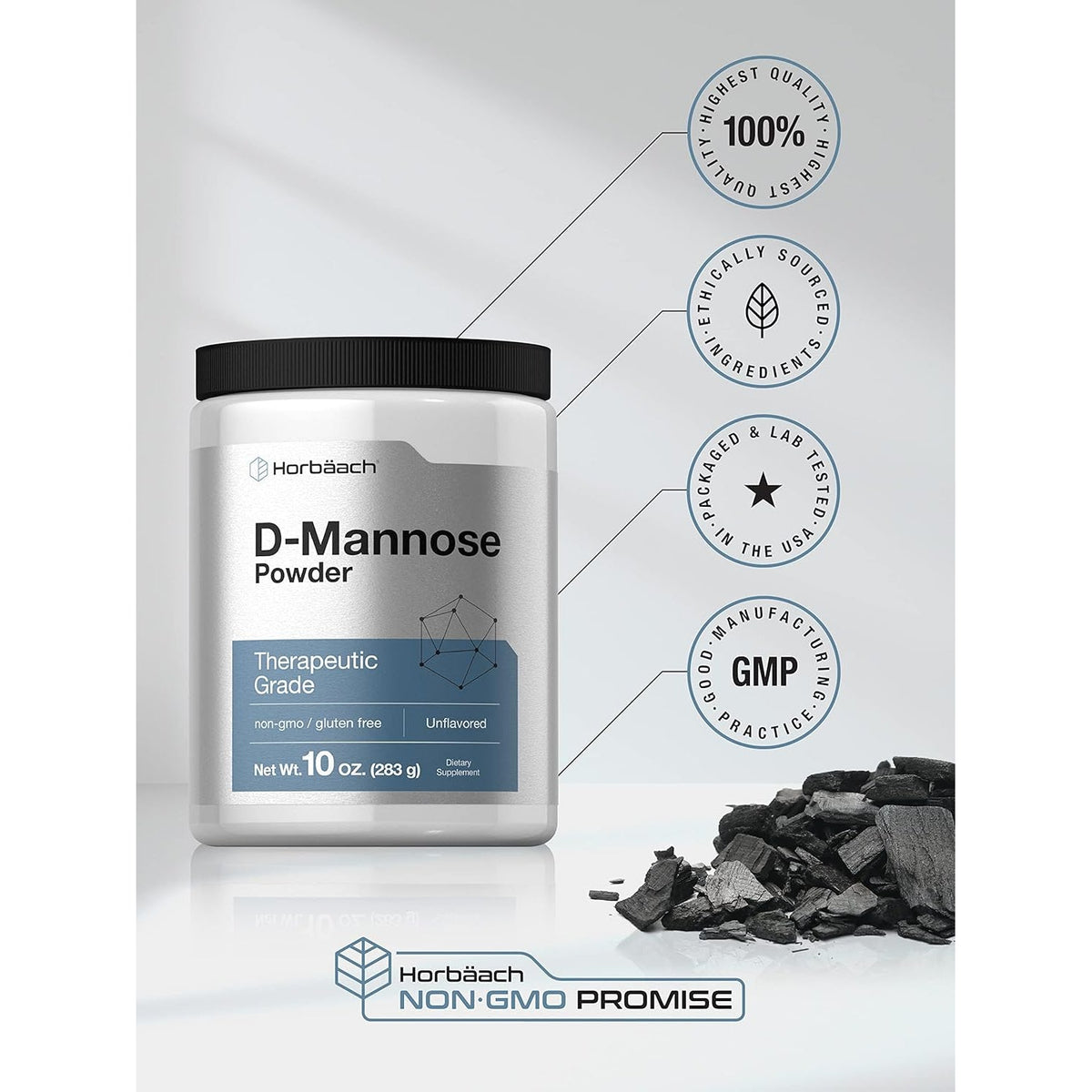 Horbaach D-Mannose Powder | 10 Oz | Supplement for Women and Men | Unflavored | Vegetarian, Non-Gmo, and Gluten Free
