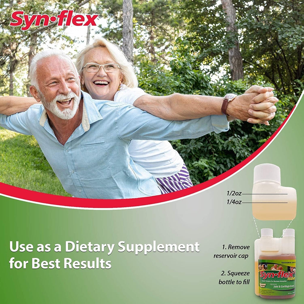 Synflex 1500Mg Liquid Glucosamine & Chondroitin Supplement - HSA/FSA, High Concentration and Fast-Absorbing Joint Support Formula with White Willow Bark, Manganese, and Boswellin, 32-Day Supply