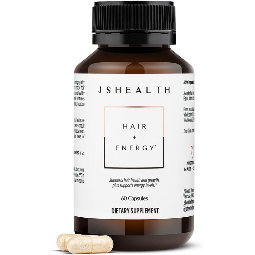 Jshealth Hair Growth Vitamins for Women. Hair + Energy with Kelp Iodine and Zinc. Supports Thickness, Strength, Energy. Nutritionist-Formulated (60 Capsules)