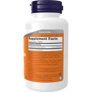 NOW Foods Supplements, L-Tryptophan 1,000 Mg, Double Strength, Encourages Positive Mood*, Supports Relaxation*, 60 Tablets