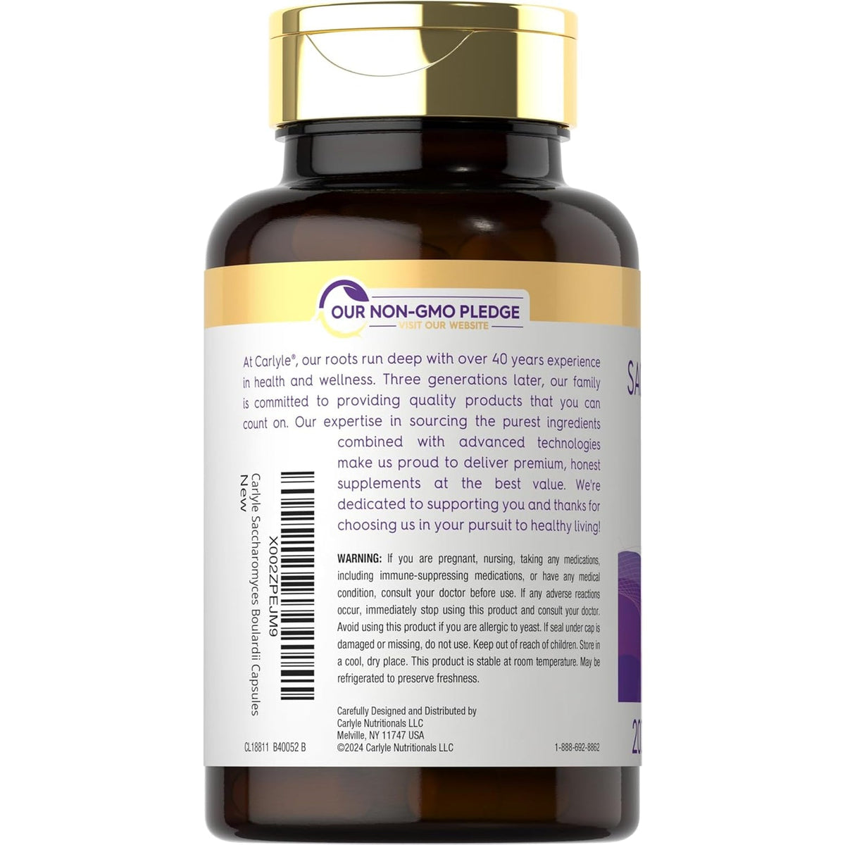 Carlyle Saccharomyces Boulardii Probiotics & Prebiotics | 10 Billion Cfus | 200 Capsules | Value Size | Non-Gmo, Gluten Free Supplement