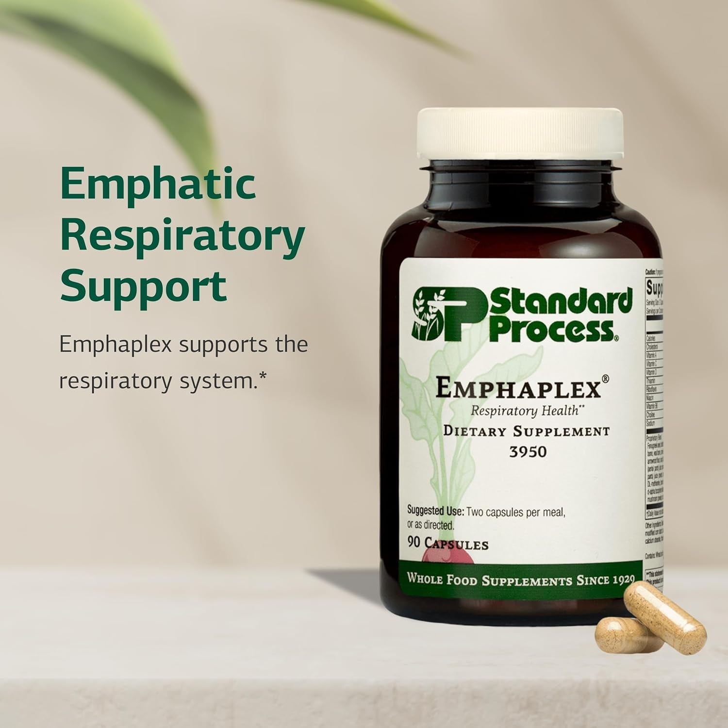 Standard Process Emphaplex - Respiratory System Supplement for Antioxidant Support - for Cellular Energy Support & Nervous System Health - 90 Capsules (45 Servings)