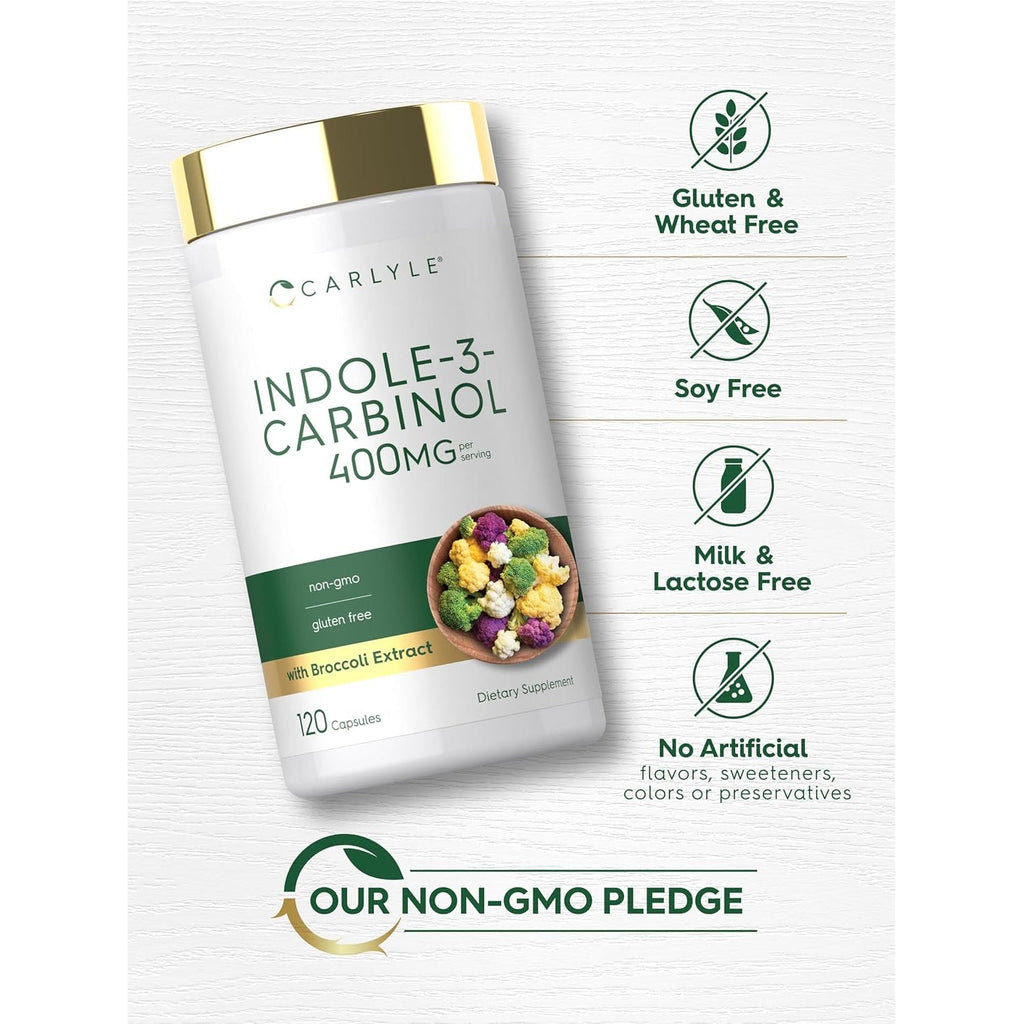 Carlyle Indole-3-Carbinol 400 Mg Supplement | 120 Capsules | I3C with Broccoli Resveratrol Blend | Vegetarian, Non-Gmo & Gluten Free