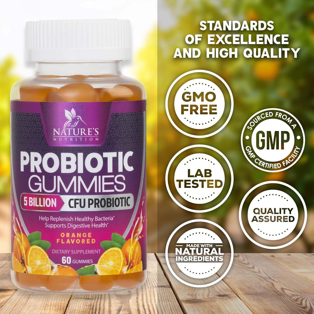 Probiotics for Digestive Health Gummies - 6 Unique Strains for Daily Immune Support & Gut Health, Supports Constipation, Gas & Bloating - Best Probiotic Supplement Gummy for Women & Men - 60 Gummies