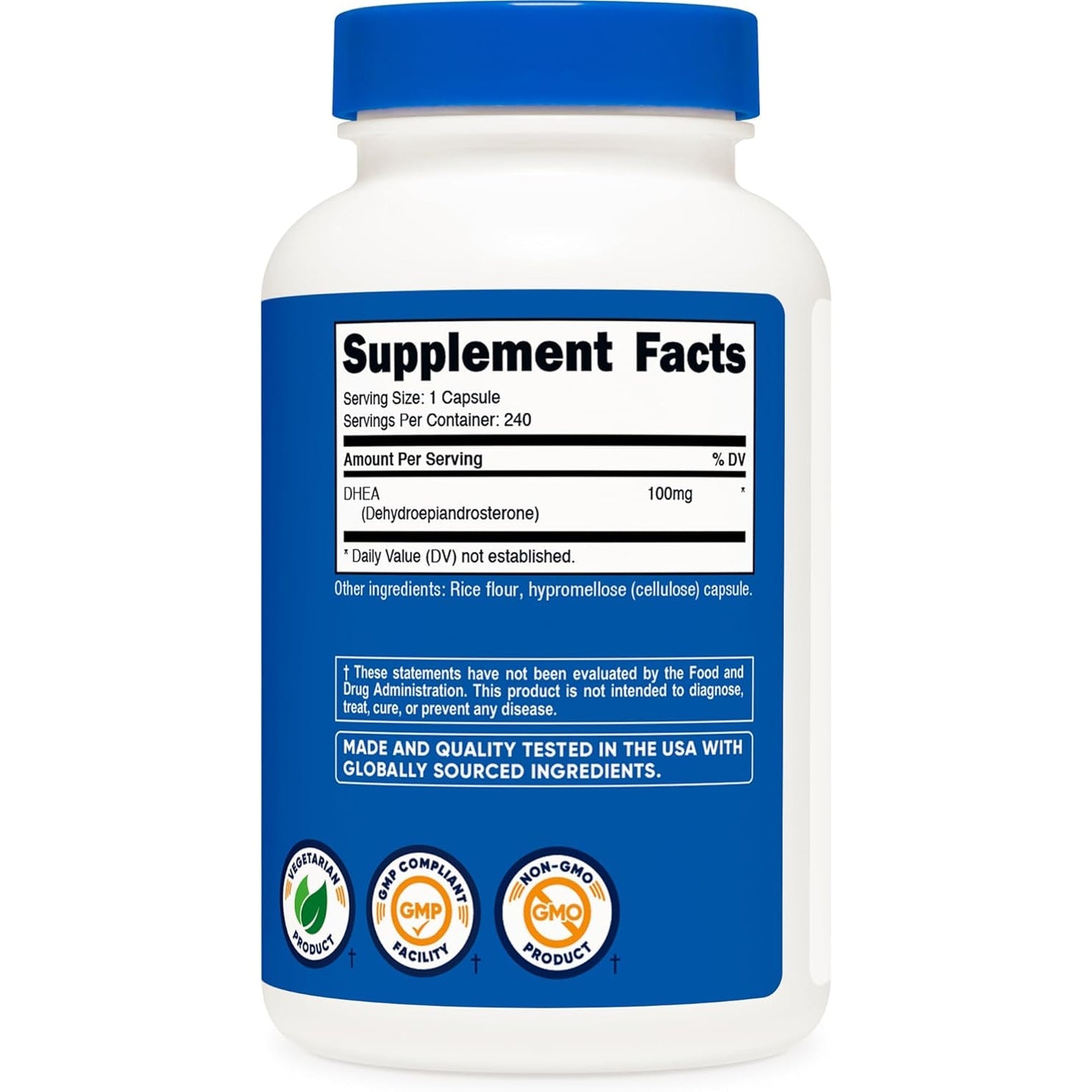 Nutricost DHEA 100Mg, 240 Capsules - Gluten Free, Soy Free, Non-Gmo, Supplement