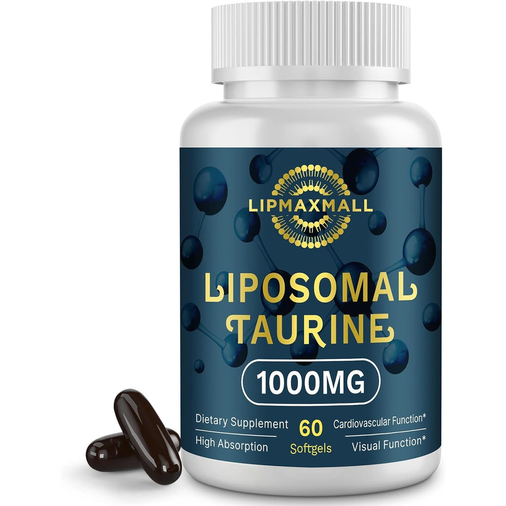 Lipmaxmall Liposomal Taurine Supplement 1000Mg, High Absorption Amino Acid for Heart, Nerve, Brain, Visual (60 Softgels - 1 Pack)