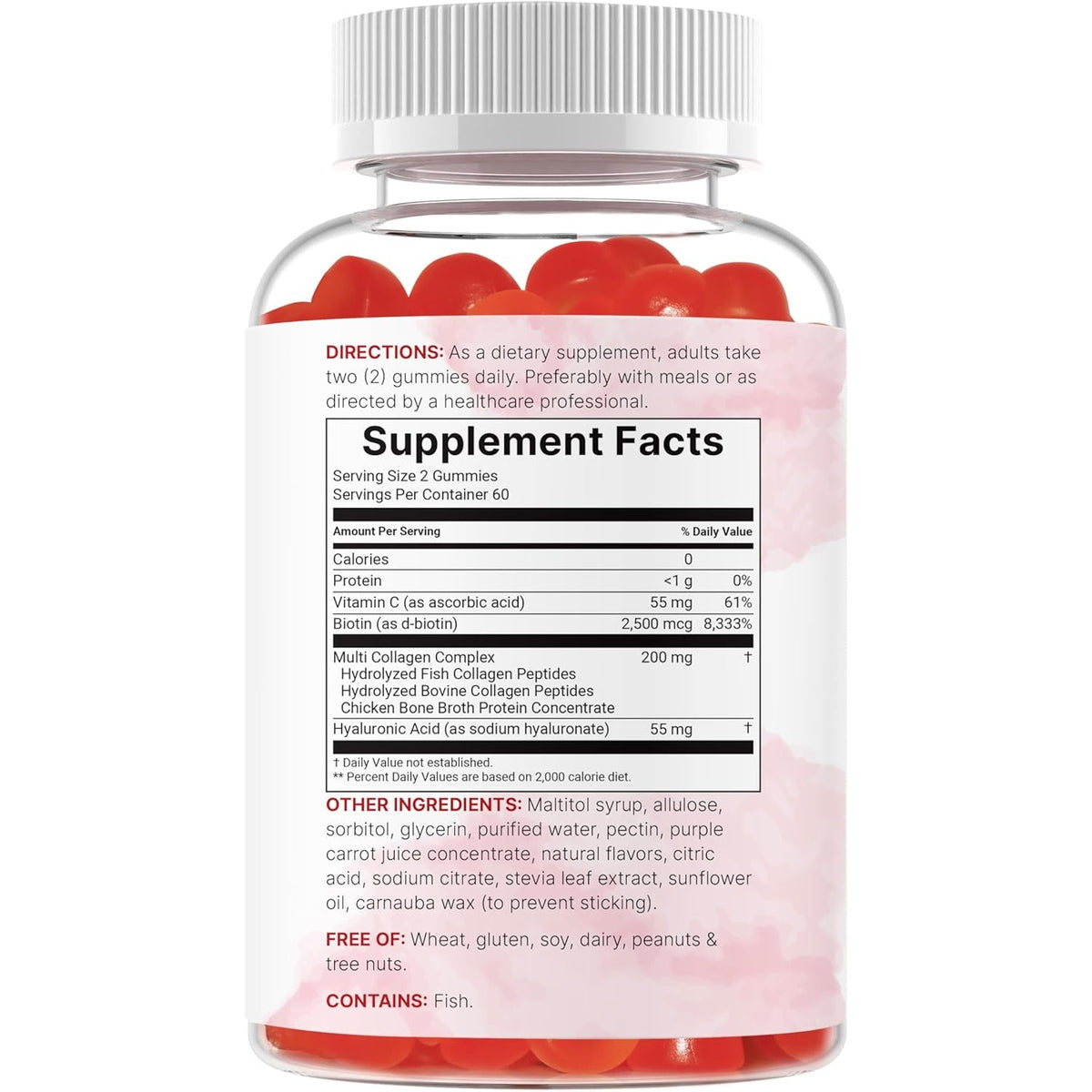 Micro Ingredients Multi Collagen Peptides, 120 Collagen Gummies | Type I,II,III,V,X Protein with Biotin, Hyaluronic Acid, & Vitamin C Complex | Pomegranate & Berry Flavored | Sugar Free, Non-Gmo
