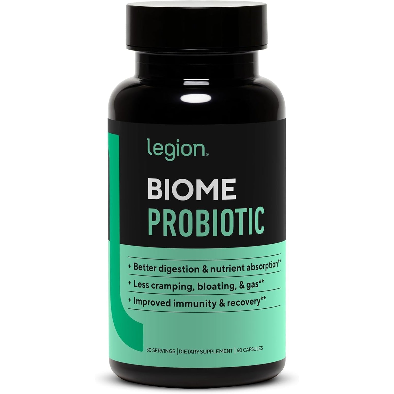 LEGION Biome Probiotic - Natural Probiotics Gut Health Supplement for Women & Men - Probiotic Nutritional Supplements Help Reduce Bloating, Cramping & Gas - Colon Health Probiotic Pills, 30 Servings
