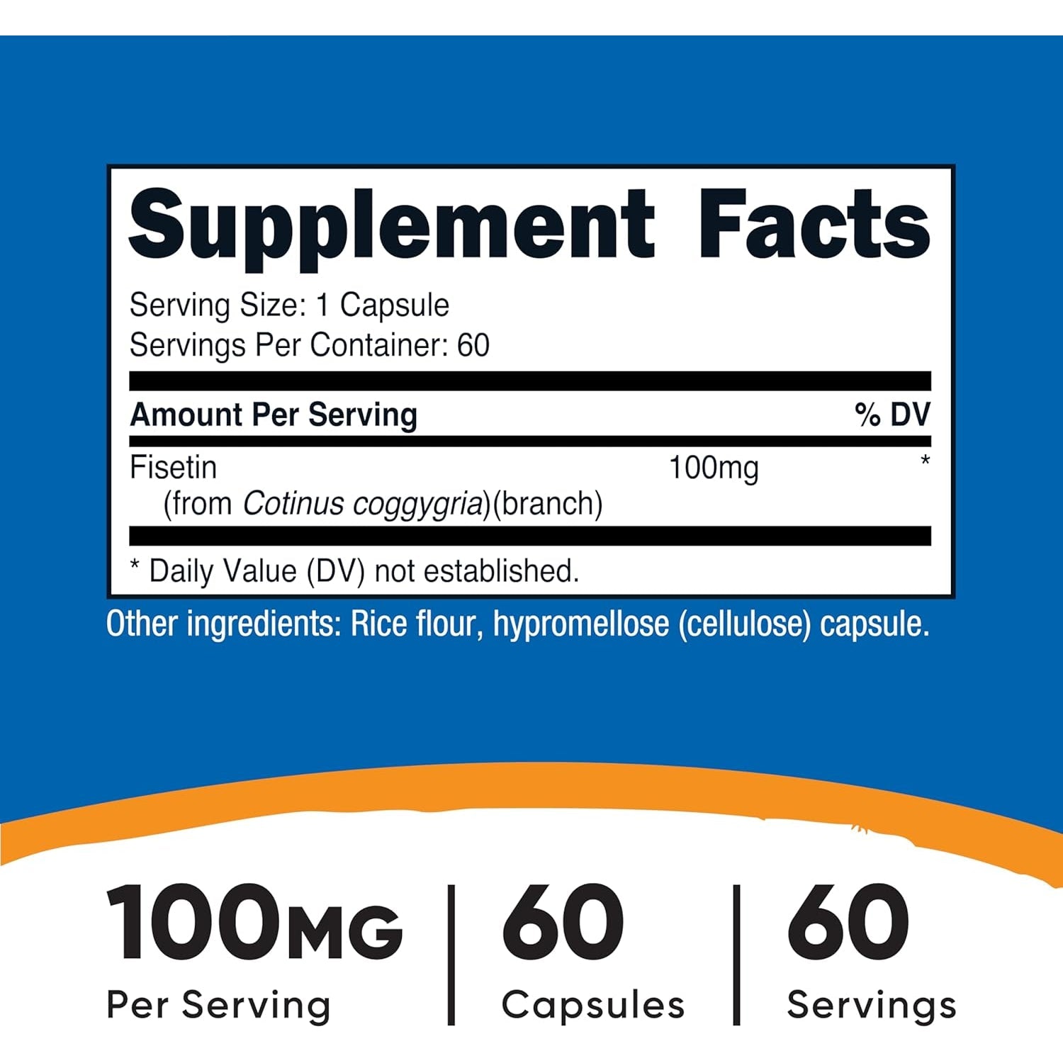 Nutricost Fisetin Capsules 100Mg, 60 Capsules - Natural Polyphenol Antioxidant - Non-Gmo, Gluten Free, and Vegan Friendly Supplement