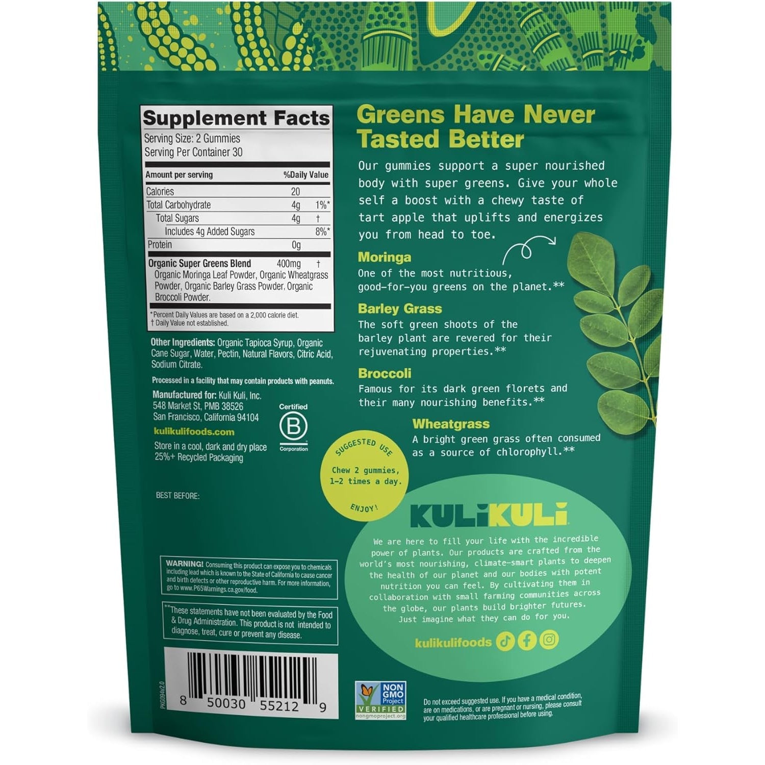 Kuli Kuli Super Energy Gummies - Energy Supplements with Moringa, Caffeine-Free Natural Energy Booster - 60 Non-Gmo, Gluten-Free Moringa Gummies