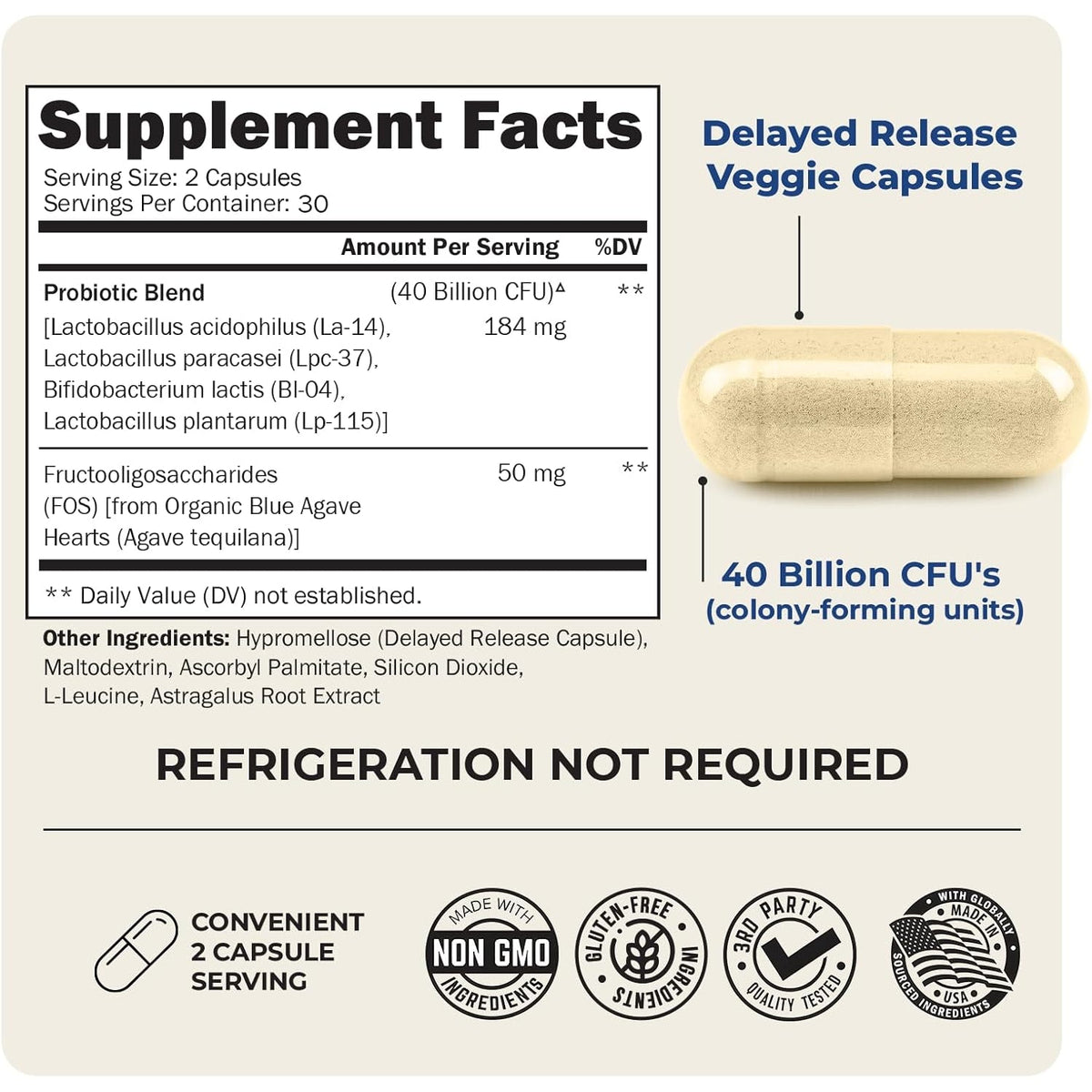 Bioschwartz Daily Probiotic Nutritional Supplement - 40 Billion CFU for Gut Health - Probiotics for Men and Women - Digestive Health with Astragalus & Lactobacillus - Shelf Stable - 60 Count