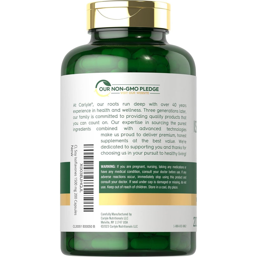 Carlyle Soy Isoflavones Supplement | 200 Capsules | Non-Gmo and Gluten Free Formula for Men and Women