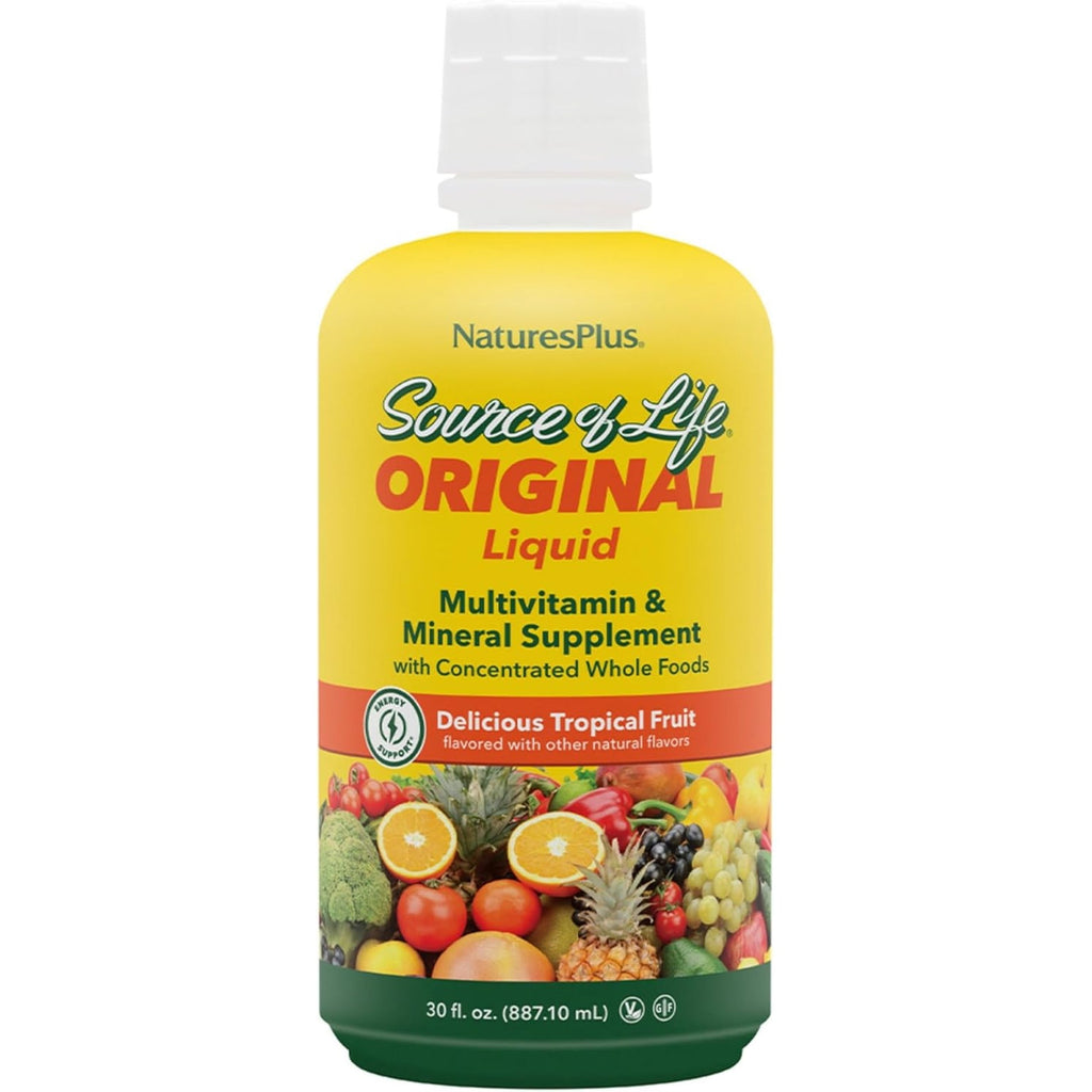 Naturesplus Source of Life Liquid, Tropical Fruit - 30 Fl Oz - Multivitamin & Mineral Supplement - Gluten Free, Vegetarian - 30 Servings