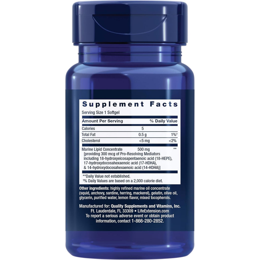 Life Extension Pro-Resolving Mediators, 18-HEPE, 17-HDHA, 14-HDHA, Supports the Body’S Natural Post-Inflammatory Response, Gluten Free, Non-Gmo, 30 Softgels