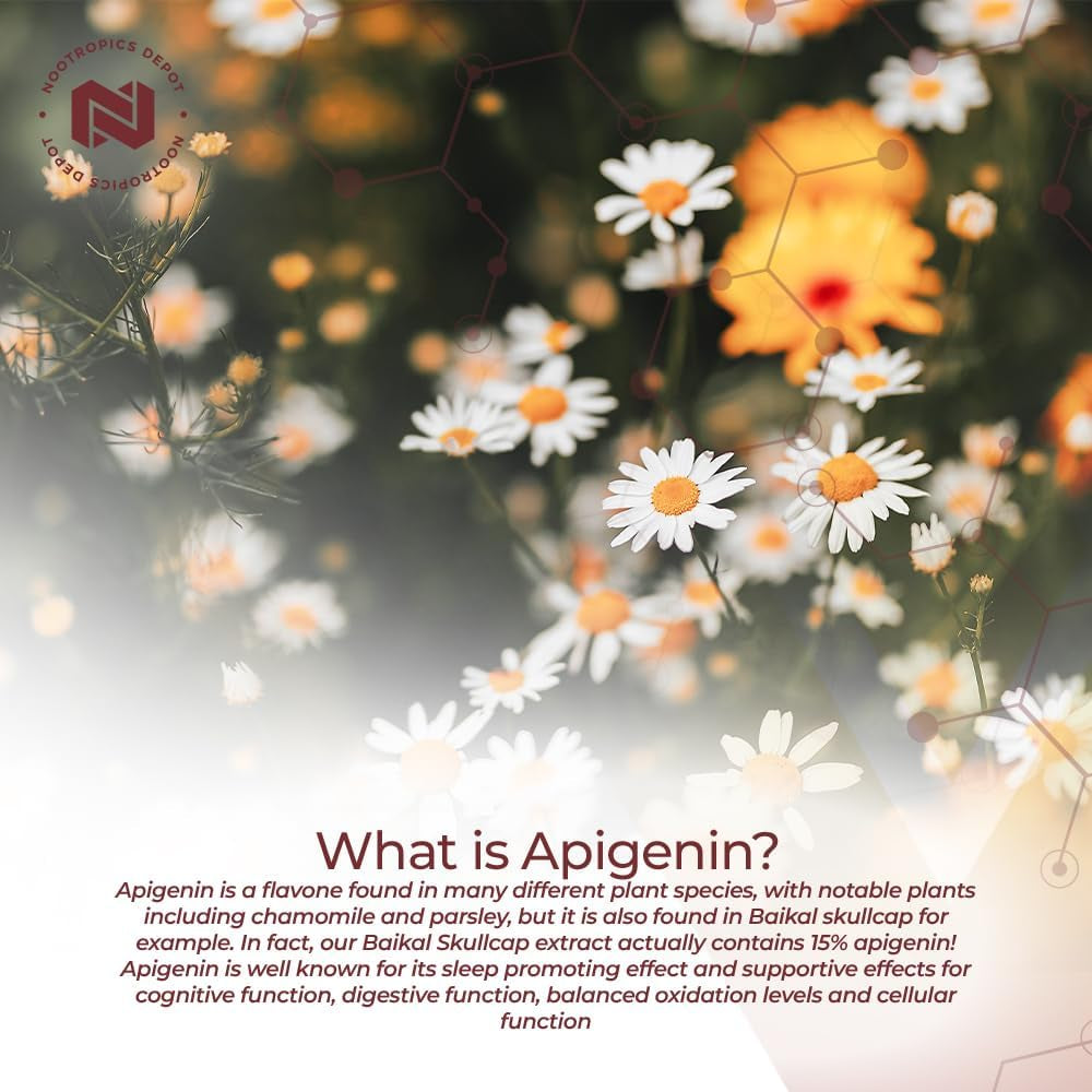 Nootropics Depot Apigenin Capsules | 200Mg | 30 Count | >98% Apigenin | Supports Healthy Stress Levels